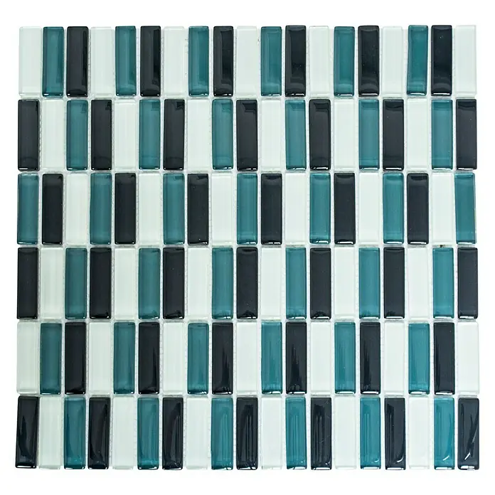 Mosaikfliese Stäbchen Crystal Mix XCM S828 - 32,2 x 31 cm, Grau, Glänzend - Ansicht von oben