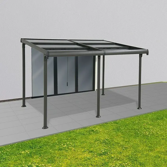 Sunfun Anstellpavillon Sera - 400 x 300 cm, Anthrazit - Stimmungsaufnahme