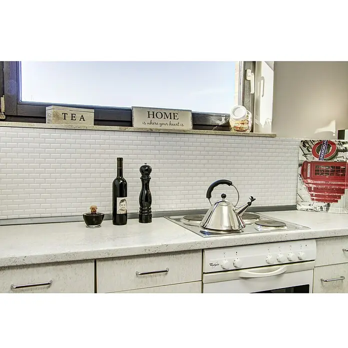 Mosaikfliese Brick Bond Diamond CBW 104 - 30 x 30 cm, Weiß, Glänzend - Anwendungsbeispiel