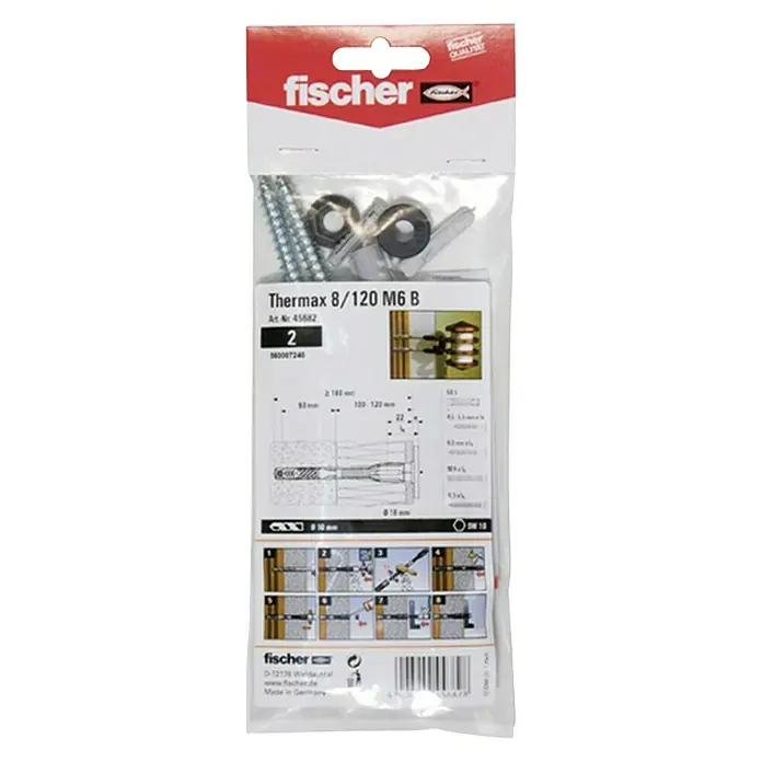 Fischer Thermax Abstandsmontagesystem 8/120 M6 - Durchmesser Bohrloch: 10 mm, Nutzlänge: 100 - 120 mm, 2 Stk. - Vorderansicht