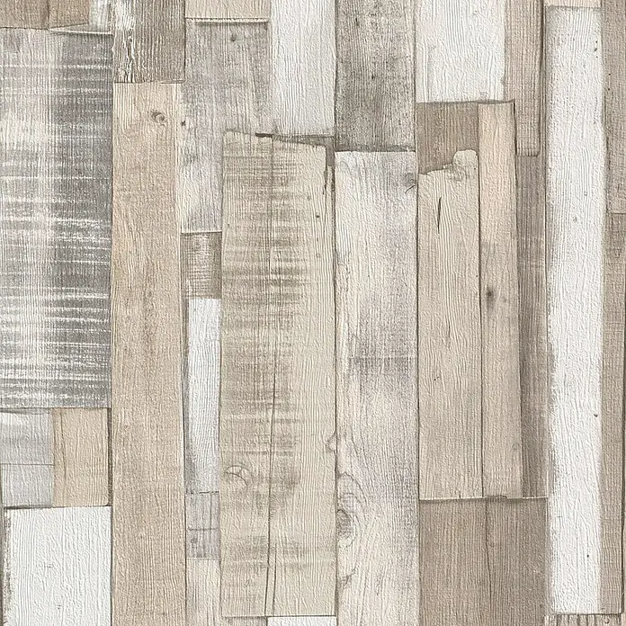Rasch Papiertapete - Beige/Creme, Holzoptik, 10,05 x 0,53 m - Vorderansicht