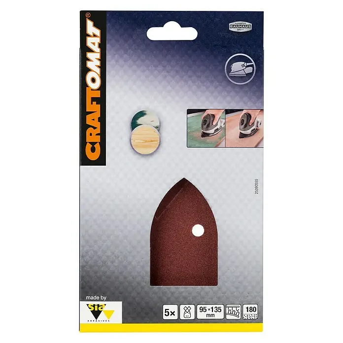 Craftomat Listovi za brusilicu - Granulacija: 180, 5 Kom., Namijenjeno za: Black & Decker - Pogled sprijeda