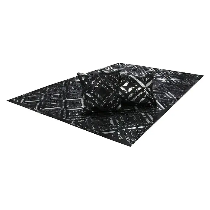 Kayoom Echtlederteppich Dazzle - Schwarz/Silber, L x B: 230 x 160 cm, 100 % Leder - Ansicht von oben