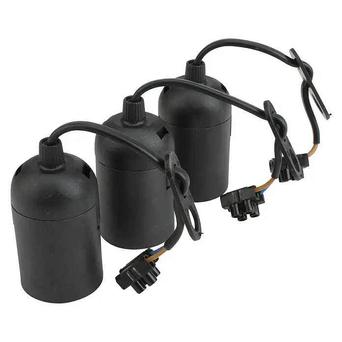 Casquillo para lámparas - 3 uds., E27, Negro - Vista frontal