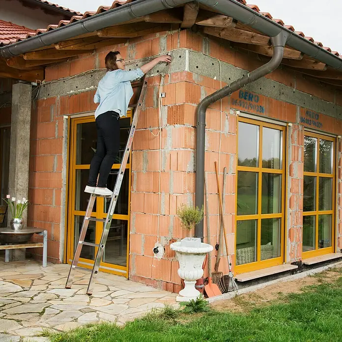 Krause Ljestve za naslanjanje s prečkama Stabilomat - 9 prečki, Radna visina: 3,6 m, Aluminij - Proizvod u upotrebi