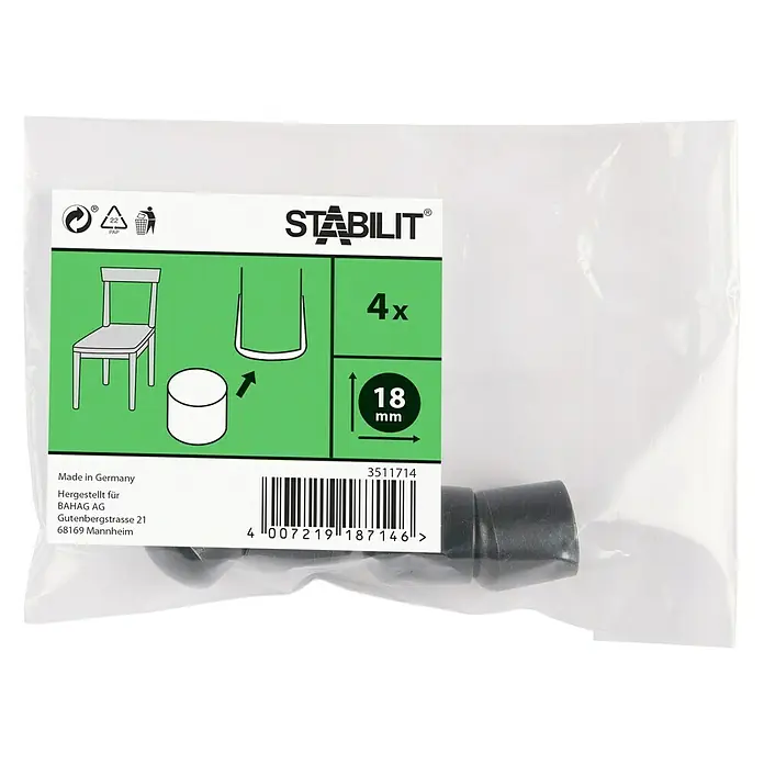 Stabilit Kapice za cijevi - 18 mm, Crne boje, 4 kom