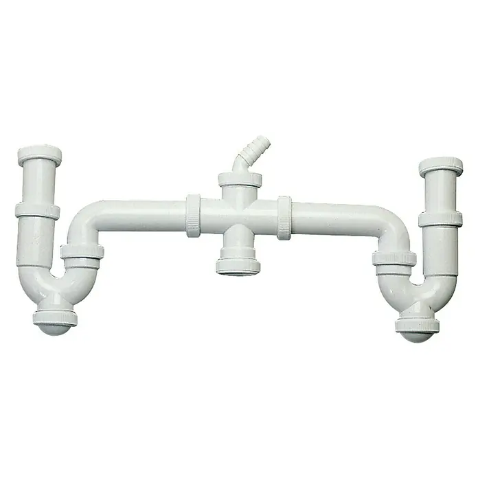 Sifón doble para fregadero en envase - 1½", Polipropileno