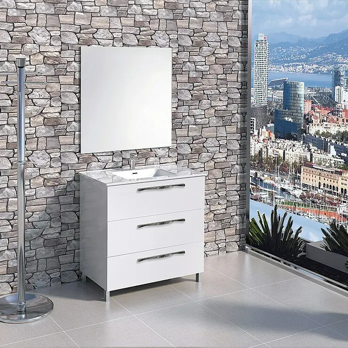 Mueble de lavabo Tree - 46 x 80 x 85 cm, Blanco