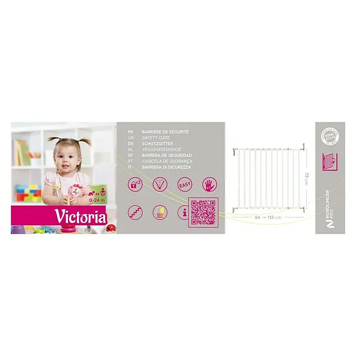 Barrera de seguridad Victoria - Altura: 73 cm, Ajustable: 64 - 113 cm