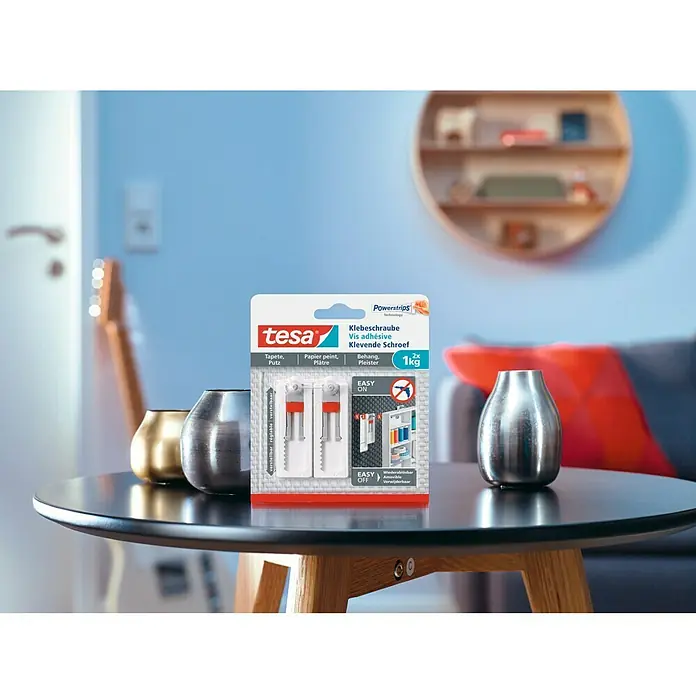 Tesa Tornillo adhesivo ajustable - Apto para: Paredes pintadas, Carga soportada: 1 kg, 2 uds.
