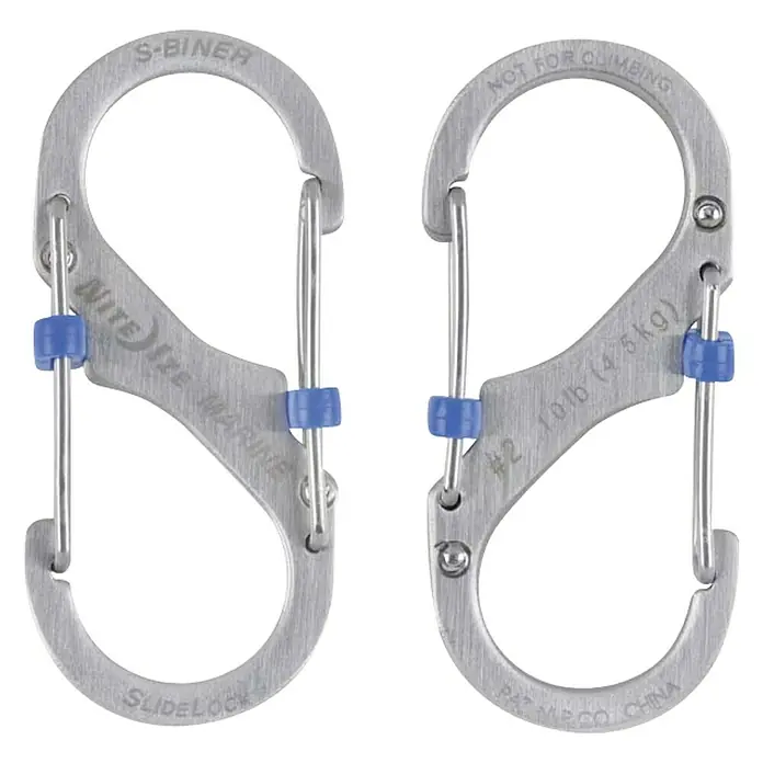 Nite Ize Mosquetón doble S-Biner Marine SlideLock - L x An: 89 x 10 mm, Acero inoxidable, Plateado