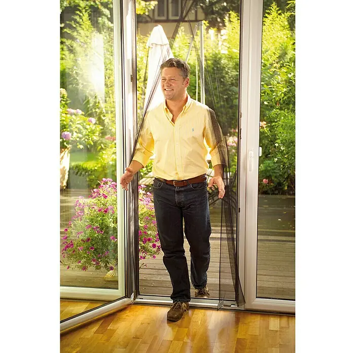 Tesa Insect Stop Mosquitera Comfort - An x Al: 120 x 220 cm, Color tejido: Negro, Fijación por velcro, Puertas