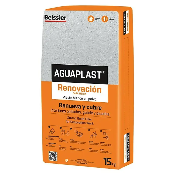 Beissier Aguaplast Plaste Renovación capa media - Blanco, 15 kg