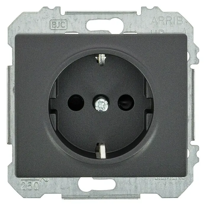 Siemens Delta Iris Enchufe 2 P+TT - Antracita, 1 canal, Aluminio, En pared