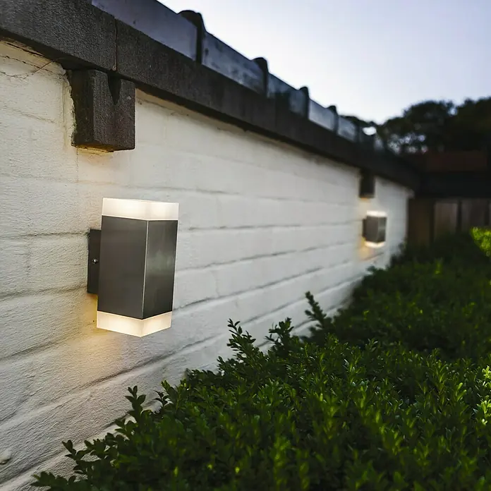 Lutec Aplique exterior LED Bilayer cuadrado - 8 W, 8 x 8 x 19 cm, Plateado, IP44