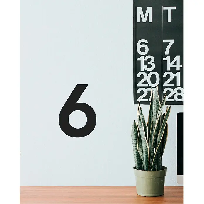 Vinilo de pared Número 6 - Número 6, Negro, 4 x 9 cm, 1 pieza