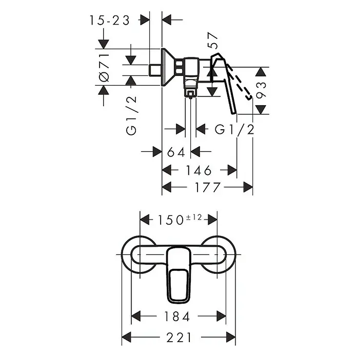 Hansgrohe Logis Loop Grifo monomando de ducha - Cromo, Brillante