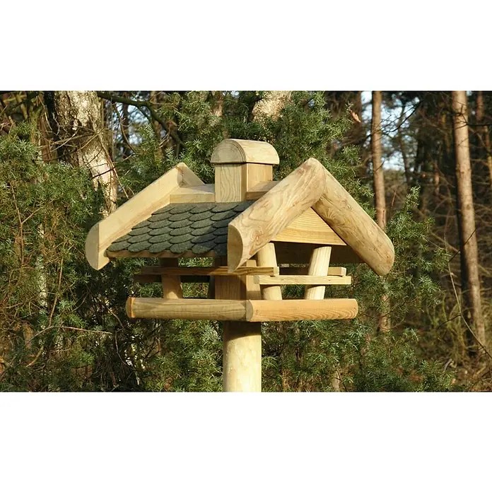 Dobar Vogelhaus - 49 x 38 x 29 mm, Natur/Grün, Holz - Stimmungsaufnahme