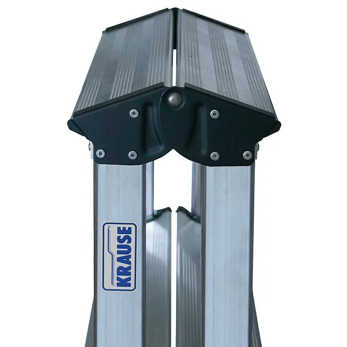 Krause Monto Stufen-Doppelleiter Dopplo - Arbeitshöhe: 2,4 m, Anzahl Tritte: 2 x 4 Stufen, Tiefe Stufen: 80 mm, Aluminium - Detailaufnahme