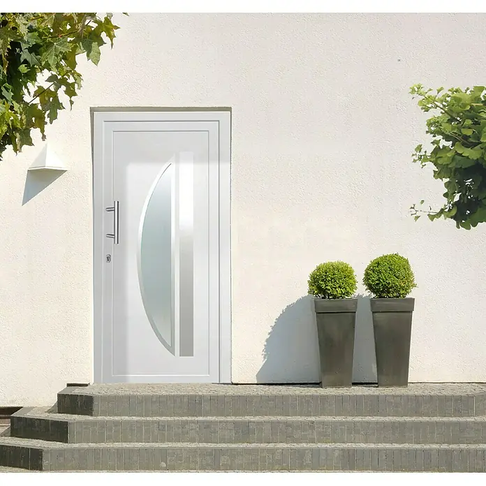 Solid Elements Kunststoffhaustür K-403 - 110 x 210 cm, DIN Anschlag: Links, Weiß