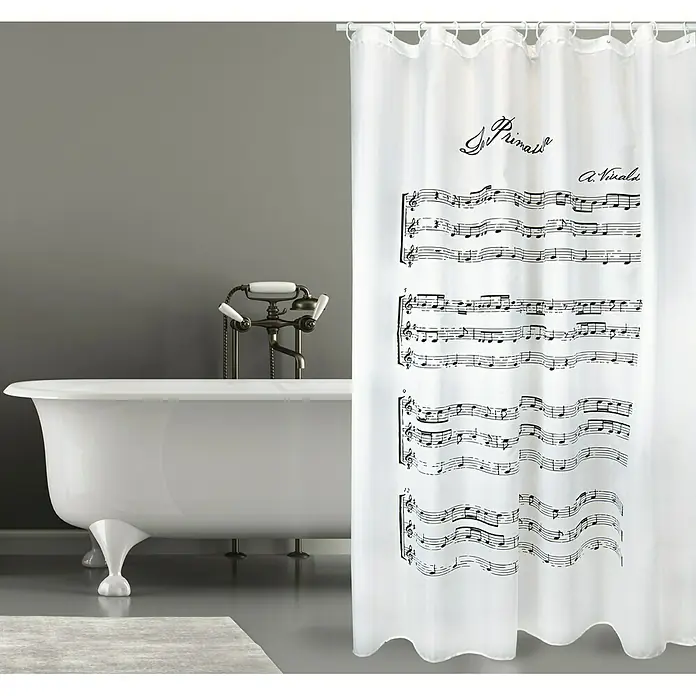 Venus Cortina de baño textil Vivaldi - An x Al: 180 x 200 cm, Negro/blanco - Foto ambiente