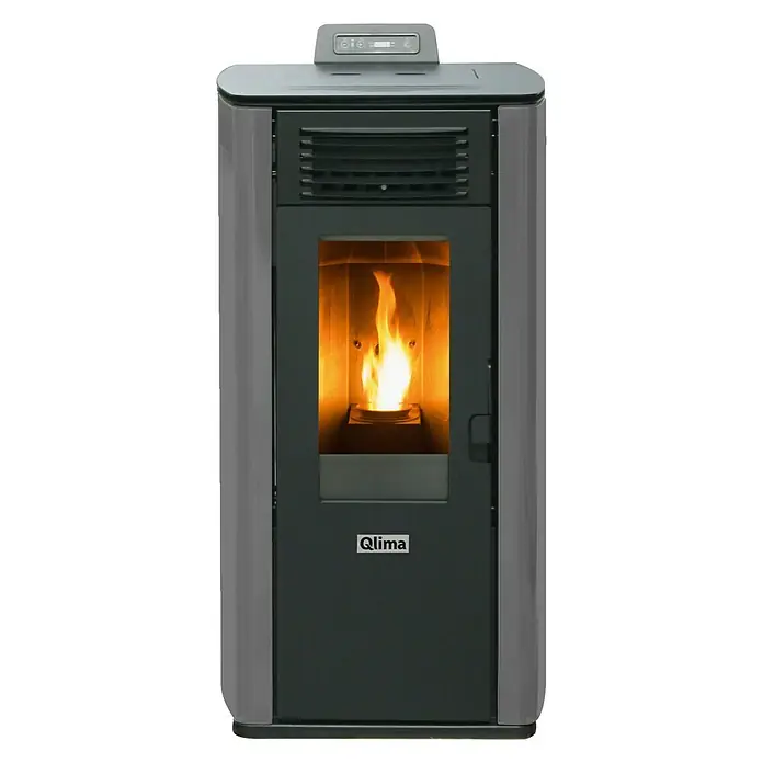 Qlima Peć na pelete Fiorina 74-S - 2,65 kW - 7,45 kW, Kapacitet grijanja prostorije: 200 m³, Sive boje - Pogled sprijeda