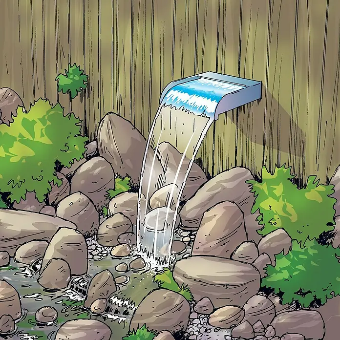 Ubbink Einbau-Wasserfall Nevada 30 - 33 x 30 x 13 cm, Edelstahl