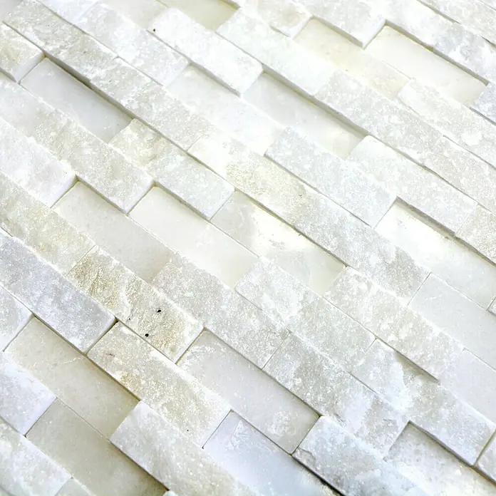 Mosaikfliese Brick Splitface XNC 3D11 - 30,5 x 30,5 cm, Weiß, Matt - Detailaufnahme