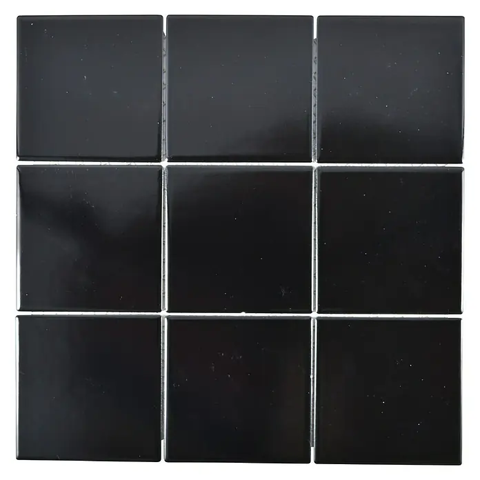 Mosaikfliese Quadrat Uni CQ 125 - 29,8 x 29,8 cm, Schwarz, Matt - Ansicht von oben