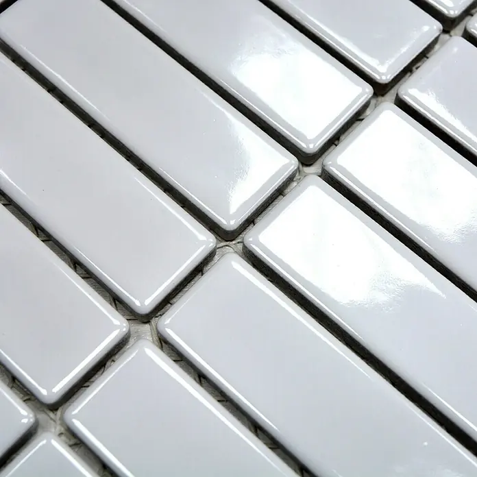Mosaikfliese Stäbchen Uni ST 410 - 29,8 x 29,8 cm, Beige/Braun, Glänzend - Detailaufnahme