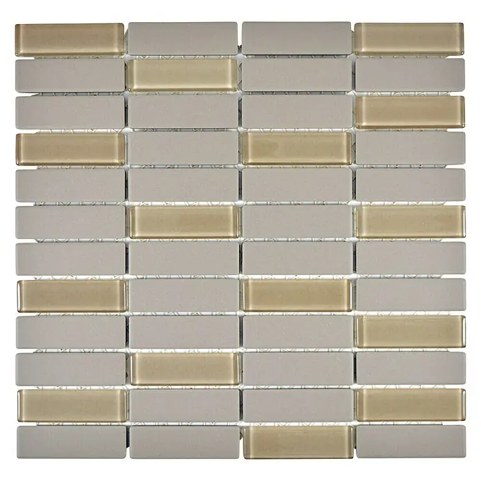 Mosaikfliese Stäbchen Mix CU ST G101 - 29,7 x 29 cm, Hellgrau, Matt - Ansicht von oben