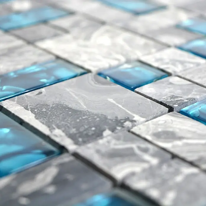 Mosaikfliese Crystal Mix XCM MC589 - 30 x 30 cm, Grau, Glänzend - Detailaufnahme