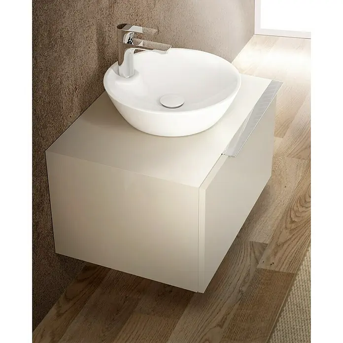Bathco Lavabo de sobremesa Lieja - An x L: 45 x 45 cm, Orificios para grifo: Medio, Sin desbordamiento, Blanco - Foto ambiente