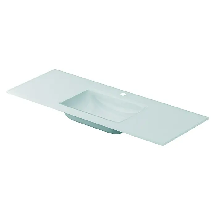 Lavabo Cristal - 121 x 46 cm, Orificios para grifo: Medio, Agua marina - Vista angular