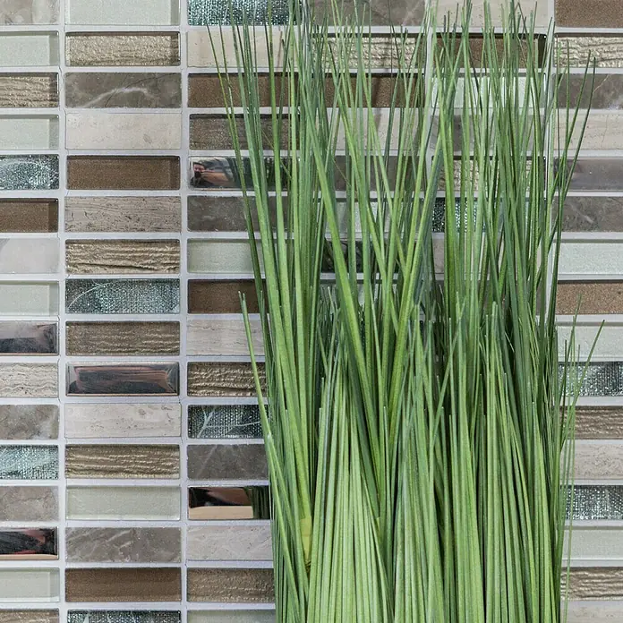 Mosaikfliese Rechteck Crystal Mix XCM SM68 - 29,8 x 30,4 cm, Beige/Braun, Glänzend - Stimmungsaufnahme