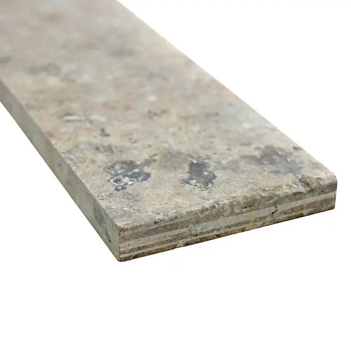 Sockelfliese Travertin SO 47470 - 7 x 40,6 cm, Silber, Matt - Detailaufnahme