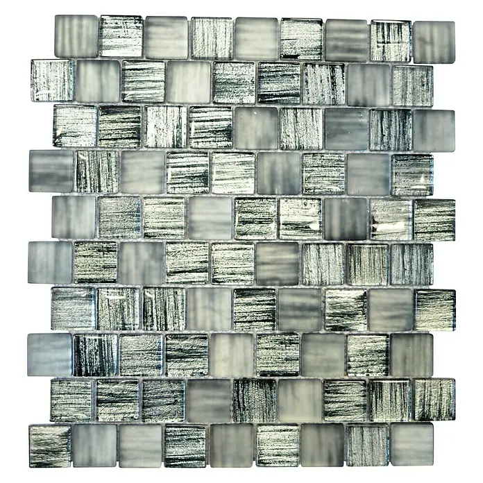 Mosaikfliese Quadrat Crystal Struktur XCM CF81 - 28,6 x 31,8 cm, Schwarz, Glänzend - Ansicht von oben