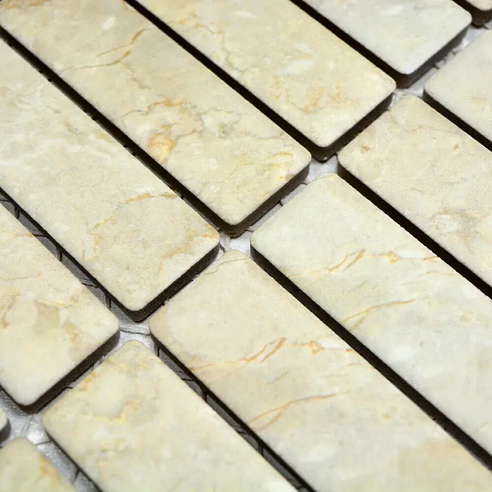 Mosaikfliese Stäbchen Uni ST SO 45 - 29,7 x 29 cm, Beige, Matt - Detailaufnahme