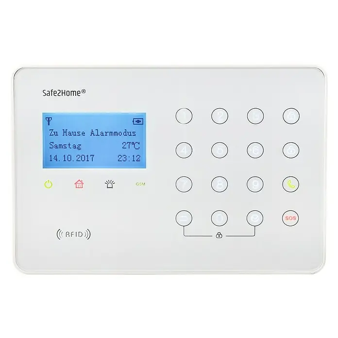 Safe2Home Alarmanlagen-Set SP110 Komplett mit Solar Außensirene - Mit Solar-Außensirene, L x B x H: 195 x 136 x 31 mm - Vorderansicht