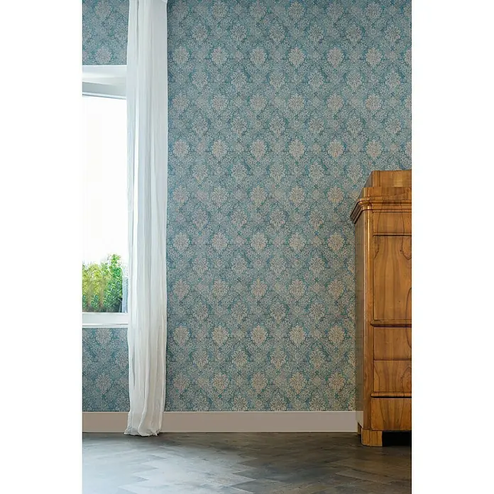 AS Creation Flis tapeta - Plavo-sive boje, Floral, 10,05 x 0,53 m