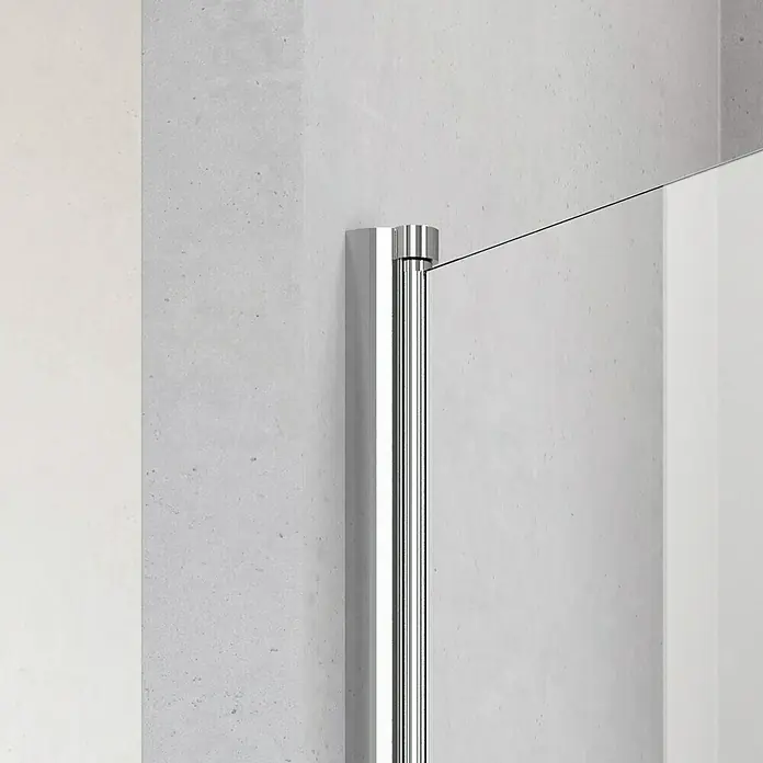 Camargue Vario Eckdusche S1+S3 - 75 x 90 x 195 cm, Stärke: 6 mm, Silber - Vorderansicht