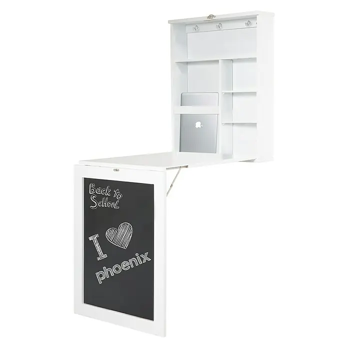 Phönix Wandschreibtisch York - L x B x H: 60 x 75,5 x 149 cm, Weiß/Schwarz - Rechte Seitenansicht