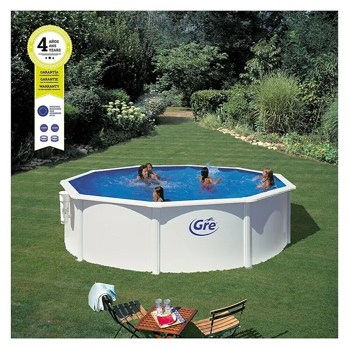 Gre Piscina circular Bora Bora - Ø x Al: 350 x 120 cm, 10.102 l, Blanco, Azul