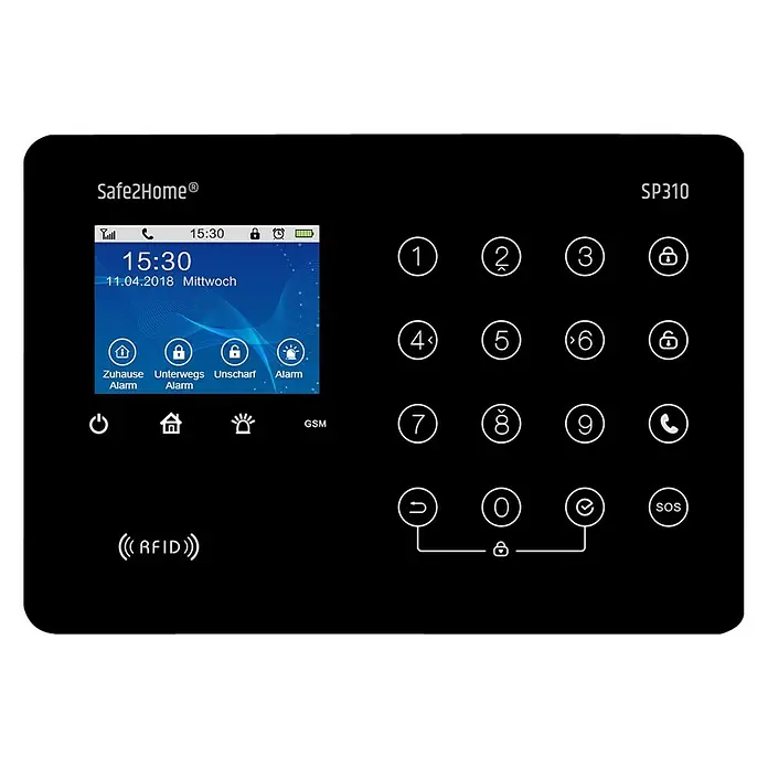 Safe2Home Alarmanlagen-Set Profi Serie SP310 - 9 -tlg., L x B x H: 195 x 136 x 31 mm - Vorderansicht