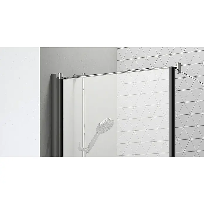Camargue Vario Eckdusche B2+B7 - 80 x 90 x 195 cm, Stärke: 6 mm, Schwarz - Vorderansicht