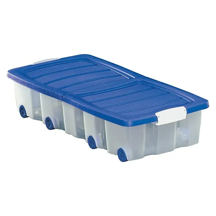 Unterbett-Rollenbox Undercover - L x B x H: 37,8 x 79,3 x 17,5 cm, Geteilter Deckel, Blau/Grün/Pink oder Braun