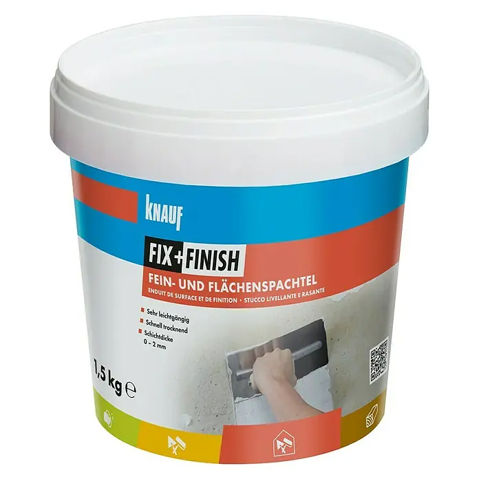 Knauf Fix+Finish Flächen-Feinspachtel - 1,5 kg - Vorderansicht