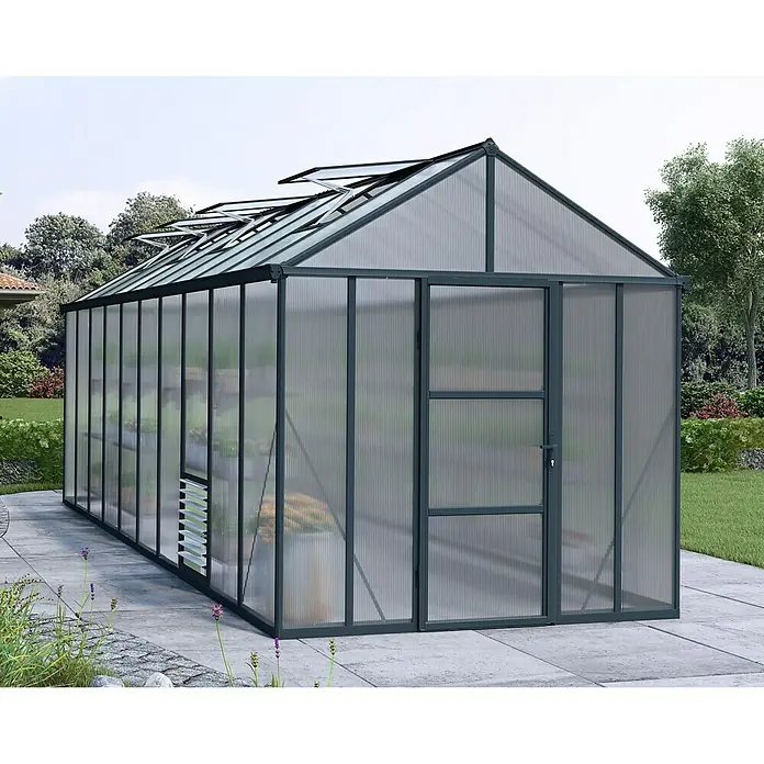 Palram – Canopia Gewächshaus Glory 8x20 - 6,03 x 2,44 x 2,68 m, Glasstärke: 10 mm, Polycarbonat - Vorderansicht