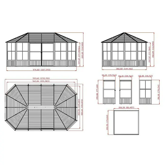 Sojag Pavillon Charleston 12 x 18 - 384 x 594 x 281 cm, Anthrazit - Detailaufnahme