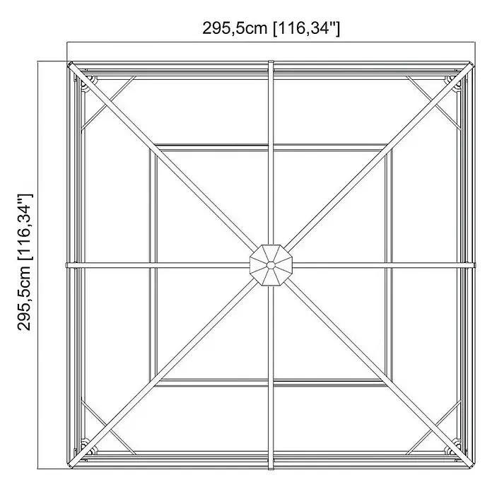 Sojag Pavillon Ventura 10 x 10 - 296 x 296 x 261 cm, Anthrazit - Detailaufnahme